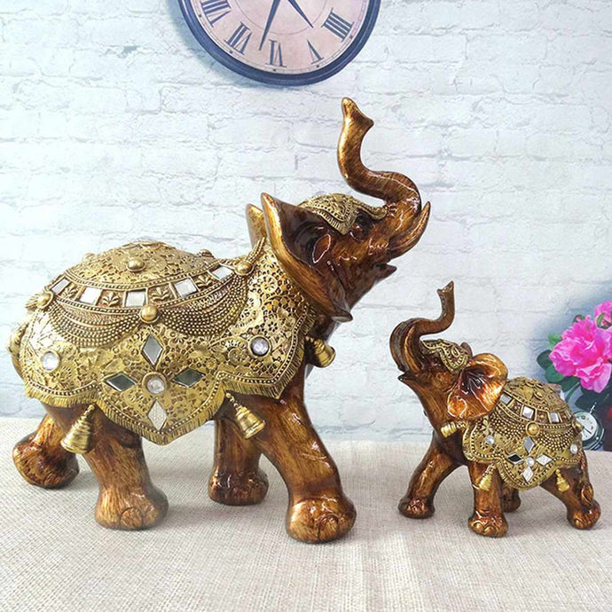 Two Size Resin Feng Shui Elegant Elephant Trunk Statue Lucky Wealth Figurine Gift Home Decor 3d elephant Toy S/M